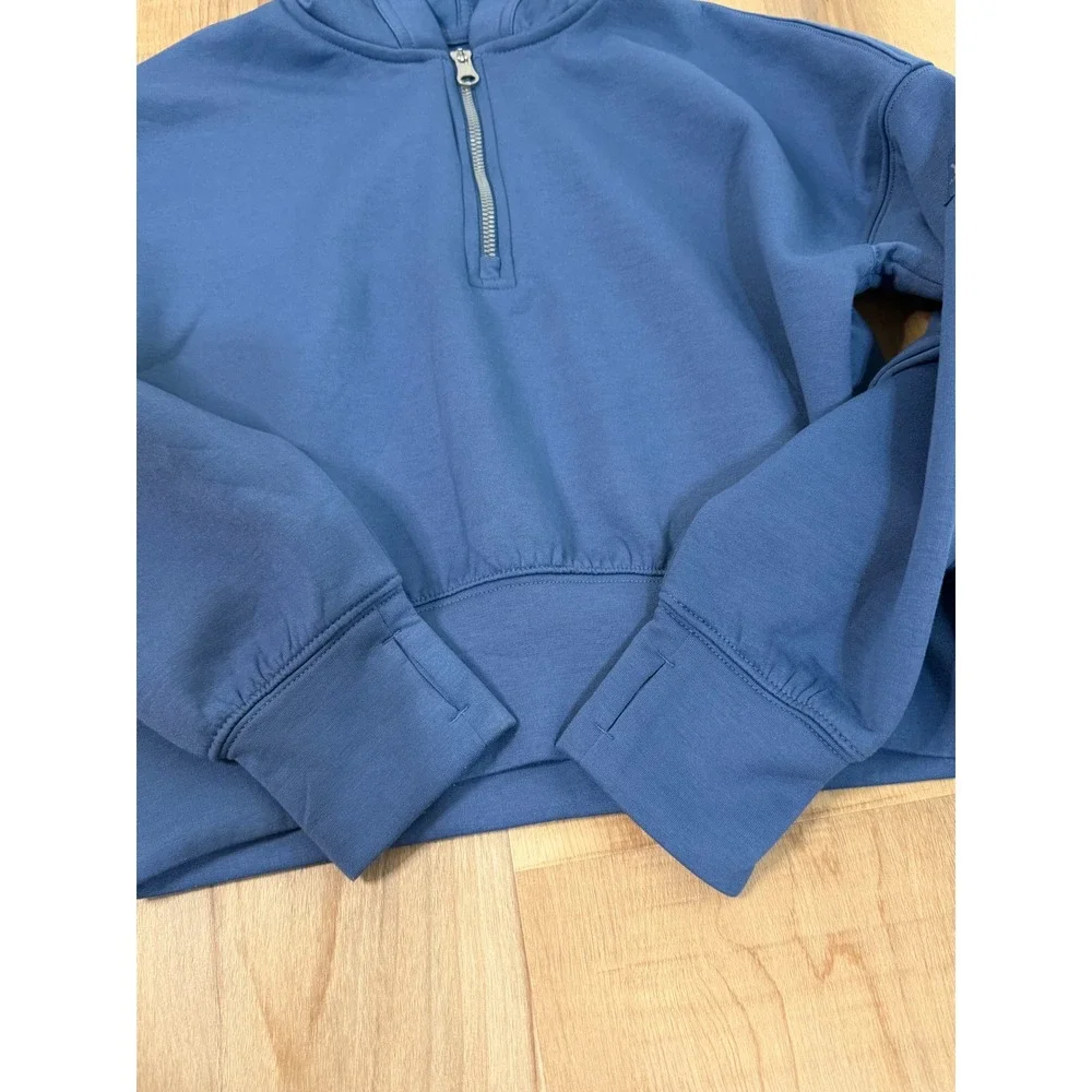 Abercrombie Kids YPB Blue Quarter Zip Hoodie Cropped Sweatshirt Size 9/10